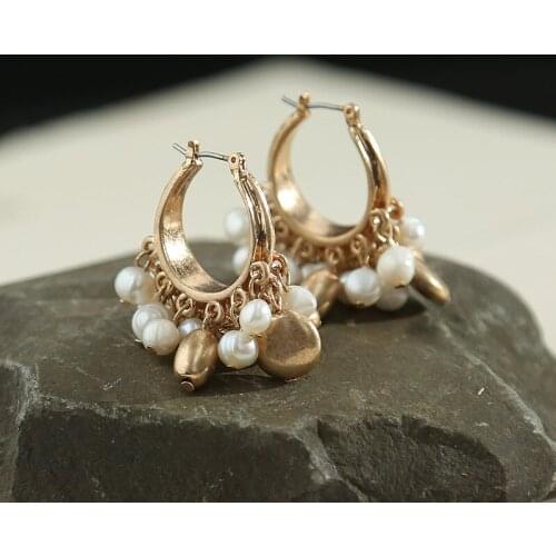 New natural pearl earrings round boho style gold-plated earrings