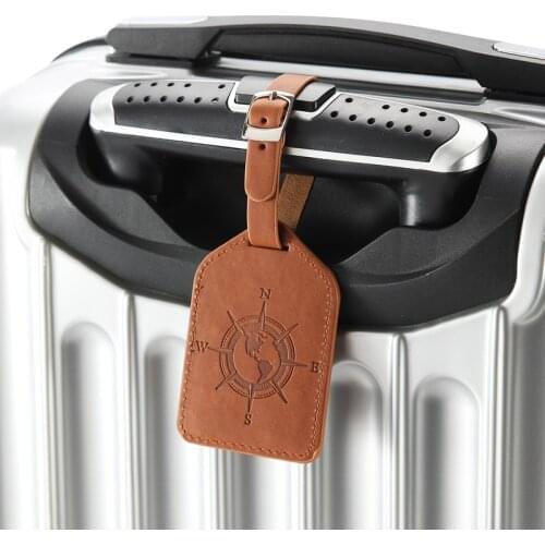 New Creative Compass PU Leather Suitcase Luggage Tag Label Bag Pendant Handbag Travel Accessories Name ID Address Tags