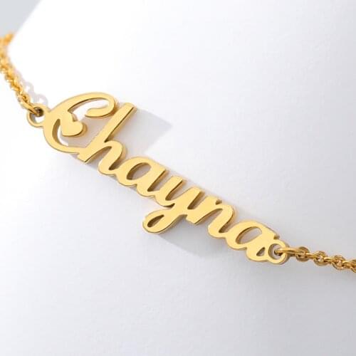 Personalized Fashion Custom Name Bracelets For Women Girls Stainless Steel Engraved Handwriting Charms Bracelet & Bangle Jewelry
