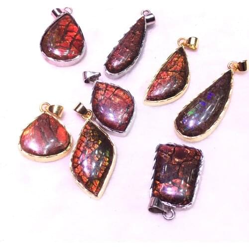 Random Natural Ammonite Conch Shell Pendant Quartz Crystal Snail Ocean Reliquiae Conch Animal Necklace Charms Women Jewelry Gift