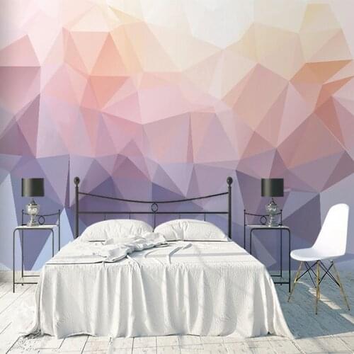 Custom Photo Wallpaper 3D Stereo Pink Purple Geometric Creative Art Mural Living Room TV Sofa Bedroom Background Wall Home Decor