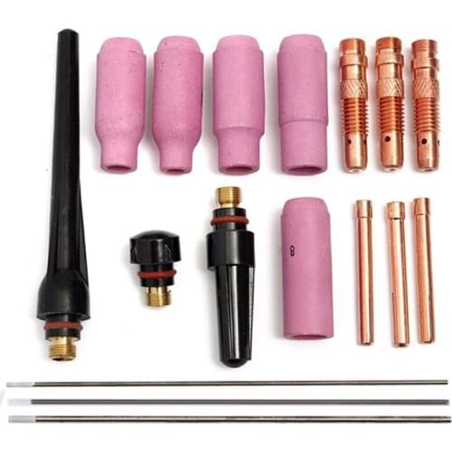 Promotion! 17Pcs Welders Welding Torch Tig Cup Collet Body Nozzle Kit Tungsten Electrode For Wp-17/18/26 Tig Welding Torch