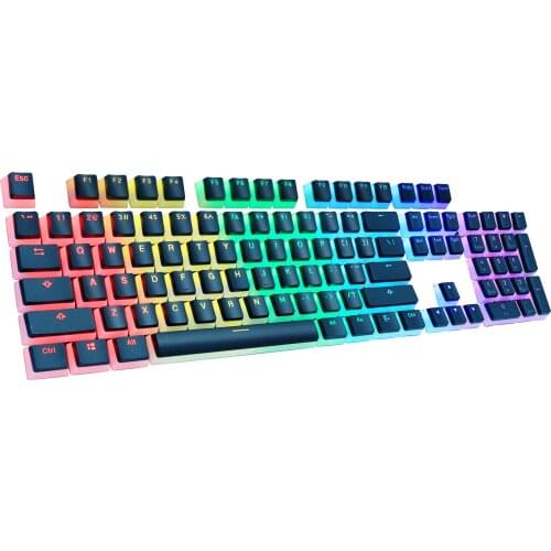 108pcs/set PBT OEM Transparent Pudding Keycaps For Gaming Mechanical Keyboard Double Color For Cherry MX Switches Keyboards
