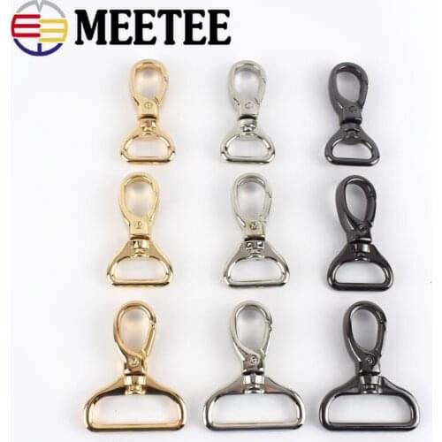Meetee 4pcs 15/20/26/32mm Luggage Hardware Accessory Metal Snap Buckles Bag Strap Swivel Clasp Lobster Hook DIY Keychain Clip