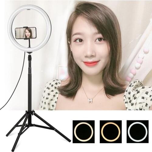 PULUZ 10.2/11.8 inch Dimmable Selfies Ring Light&1.65m light Stand&Phone Holder Vlog Photo Video Light for Makeup Live Instagram