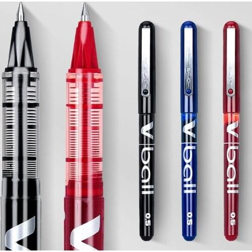 6 pcs PILOT BL-VB5 V Ball Straight-liquid Rollerball Gel Pens Quick Drying Pure 0.5mm Bullet Shaped Penpoint Liquid Ink