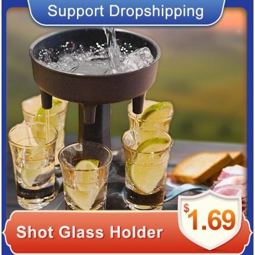 6 Shot Glass Dispenser Holder Whisky Beer Liquor Dispenser Party Beverage Drink Game Bar Cocktail Wine Pourer Quick Filling Tool