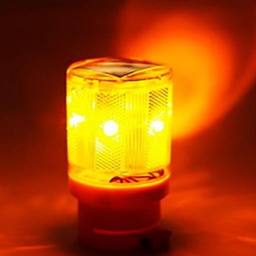 Solar Powered LED Traffic Strobe Warning Lights Flicker Beacon Road Barricade Construction Sign Lamp