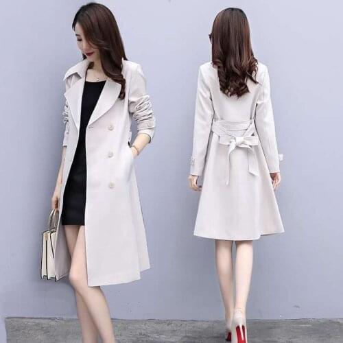 Womens Trench Coat 2021New Autumn Korean Fashion Lining Windbreaker Female Long Sleeve Double breasted Women Overcoat Coat