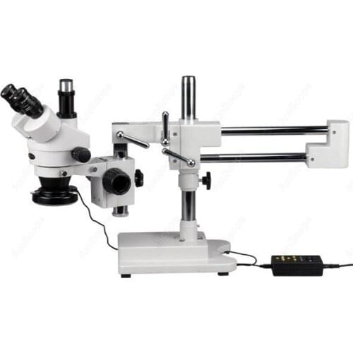 Trinocular Stereo Microscope--AmScope Supplies 7X-90X Trinocular Stereo Microscope with 4-Zone 144-LED Ring Light