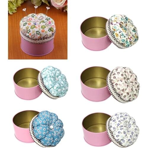 Pumpkin Needle Pin Cushion Sewing Access Round Needle Pin Pillow w/ Storage Box Case DIY Craft Needlework Stitching Embroidery