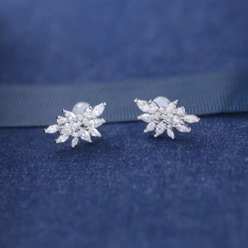 SLJELY Fashion Real S925 Sterling Silver Shinning Festival Spark Stud Earrings Micro AAA Cubic Zirconia Women Party Fine Jewelry