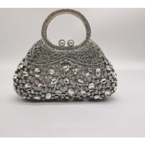 Women Silver Gold Red Black Color Clutch Bags Diamond Evening Minaudiere Bag Bridal Wedding Dinner Crystal Purses and Handbags