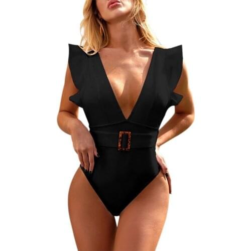 Women Ladies One Piece Swimsuit Push Up Swimwear Ruffle Monokini Adjustable Shoulder Bodysuit Bathing Sexy Suit Clothes