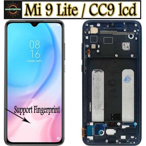 AMOLED 6.39"For Xiaomi Mi 9 Lite Lcd Display Touch Screen Digitizer Assembly Mi 9 Lite Display with Frame for Xiaomi Mi cc9 LCD