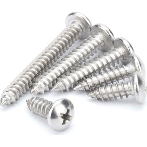 10/50pcs M1 M1.2 M1.4 M1.7 M2.2 M2.6 M3 M4 M5 M6 Mini 304 stainless steel Cross Phillips Pan Round Head Self tapping Wood Screw