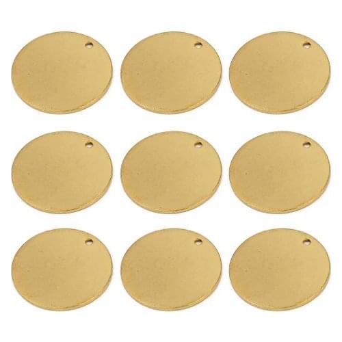 10pcs 20mm gold Stainless Steel Charms Round Dog Tag Pendant Stamping Blanks Pendants For Necklaces DIY Jewelry Making