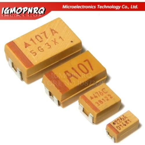 10pcs A B C D Type Tantalum Capacitor 100UF 0.22UF 1UF 4.7UF 10UF 22UF 33UF 47UF 6.3V 10V 16V 25V 35V 50V 3216 3528 6032 7343