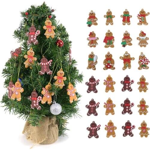 12pcs Gingerbread Man Christmas Tree Ornaments Xmas Home Party Living Room Hanging Decoration Soft PVC Drop Pendant for New Year