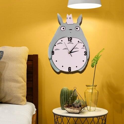 16" Cartoon Totoro My Neighbor Cat Wall Clock Home Room Decor Creative 3D PVC Clock Gift