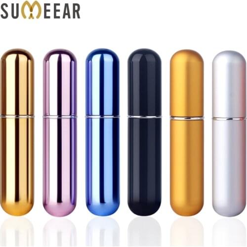 2 pieces/lot 5ml Mini Portable Spray Bottles Perfume Bottle Atomizer Empty Glass aluminum pump bottles Cosmetic Containers