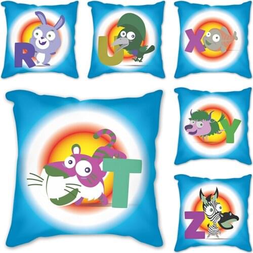 26 English alphabet cartoon Printed Cushion Cover Pattern Throw Pillow Case Home Decorative Pillowcase Cojines Almofadas Linen