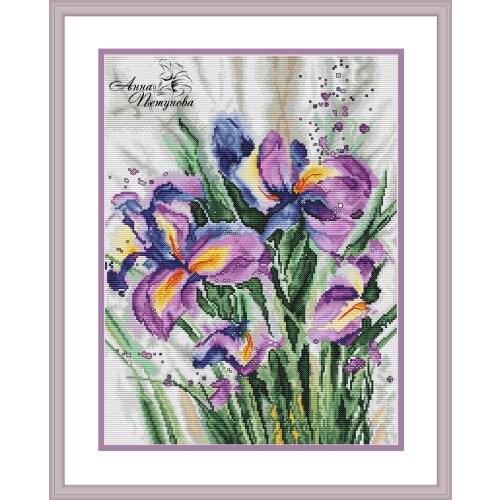 Watercolor iris flower Art Cross Stitch Kits Crafts Top Quality Embroidery Needlework DIY 14CT Unprinted Decor Handmade