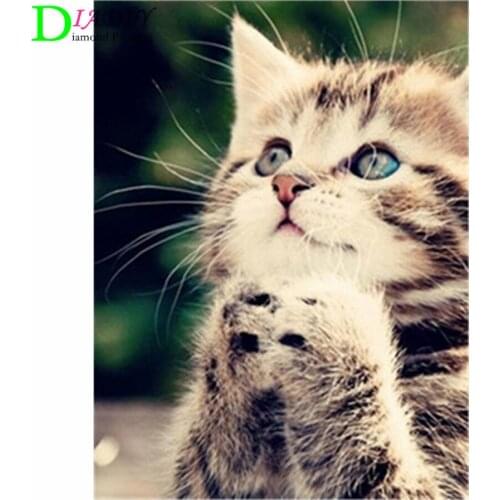 NEW Full Square Diamond Painting Cat 5D Diy Diamond Embroidery Animal Mosaic Picture Of Rhinestone Home Decoration Girl Hobby