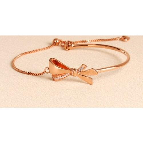 Authentic 925 Sterling Silver Pan Bracelet New Rose Gold Gorgeous Bow Creative Bracelet Fit Diy Charm Women Jewelry