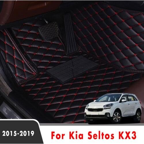 Car Floor Mats For Kia Seltos KX3 2019 2018 2017 2016 2015 Auto Custom Waterproof Decoration Leather Carpets Accessories Protect