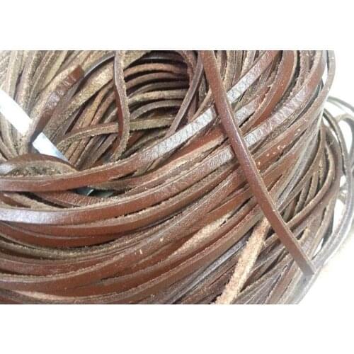 Free shipping 100 Meters 4 mm width Brown Flat Genuine Leather Cord, Necklace & Bracelet Real Leather Cord