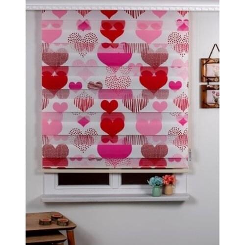 FREE SHIPPING Hearts Zebra Roman Roller Blinds Curtain custom made Double Layer Office Home Living Room Window Kitchen Bedroom
