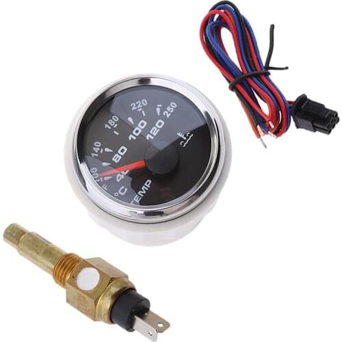 52mm Water Temp Gauge with Sender Sensor 40-120℃ 287.4-22.4Ω for Marine Boat