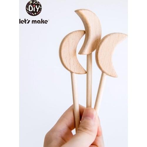 Lets Make Wooden Teether Baby Goods Magic Wand 0-12 Months 1PC Tiny Rod Wood BPA Free Moon Heart Wooden Blanks Teething Toys