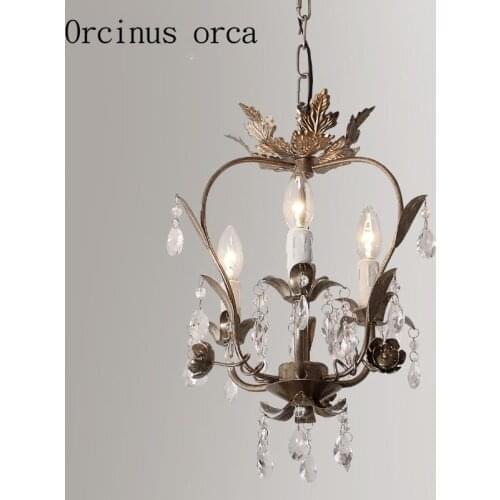 French retro crystal chandelier corridor restaurant bedroom entrance American style crystal lamp free shipping