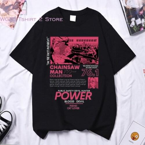Chainsaw Man T-shirts Power Printed T Shirt Unisex Harajuku Couple Graphic Tees Men Women Short Sleeve T-shirt Aesthetic Clothes