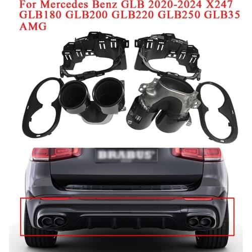 Rear Bumper Turbo Double Exit Exhaust Pipe Mufflers For Mercedes Benz GLB 2020-2024 X247 GLB180 GLB200 GLB220 GLB250 GLB35 AMG