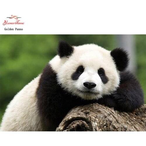 Golden Panno,DIY DMC 11CT 14CT completely Cross stitch Animal panda kits embroidery needlework wall decoration 08