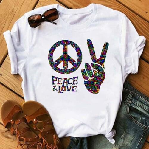 Hot Peace Love Women T Shirt Casual Funny Tshirts Tee Top Hipster Tumblr Female T Shirt Harajuku T-Shirts Woman Clothes