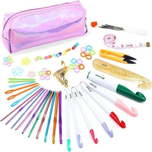 Imzay Crochet Marker Kit With Large Eye Plastic Needles, Knitting Needles,Stitch Marker Ring, U Shape Clipper And Other Tools