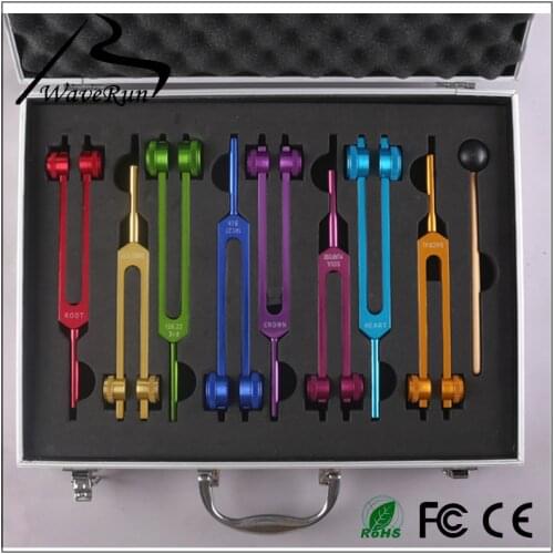 Indian Chakra 8 color tuning fork Tuner-Full Colored 126.22HZ/136.1HZ/141.27HZ/172.06HZ/194.18HZ/210.42HZ/221.23HZ/272.20HZ