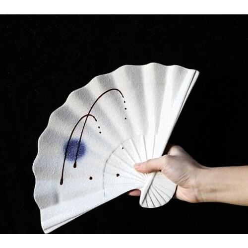 FANCITY Creative Japanese restaurant tableware hand painted ceramic sushi plate fan plate sashimi plate decorative ornaments