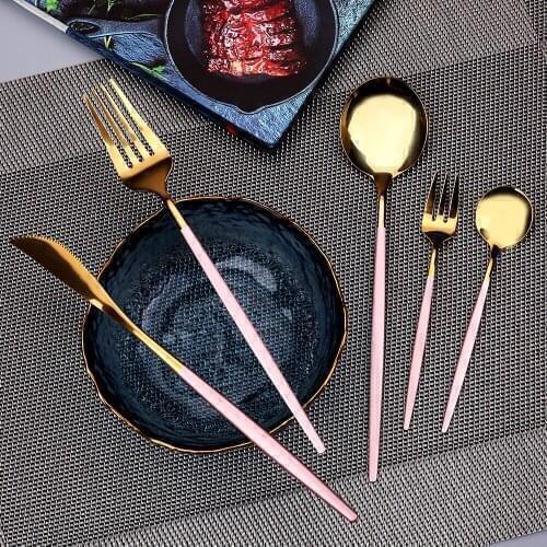 Kitchen Tableware Dinnerware Complete Utensils Cutlery Lunch Of Dinner Dishes Fuit Fork Spoons Kinfe Sets Mirror Stainless