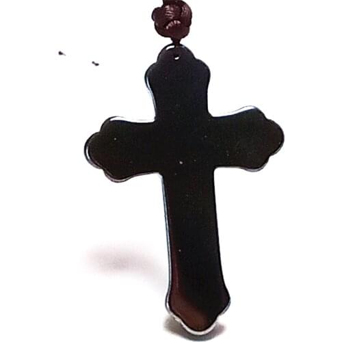 Koraba Natural Meteorite Energy Pendant Hand-Carved Cross Black Necklace Jewelry Gift Wholesale