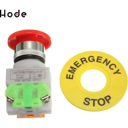 LHLL- Red Mushroom Cap 1NO 1NC DPST Emergency Stop Push Button Switch AC 660V 10A