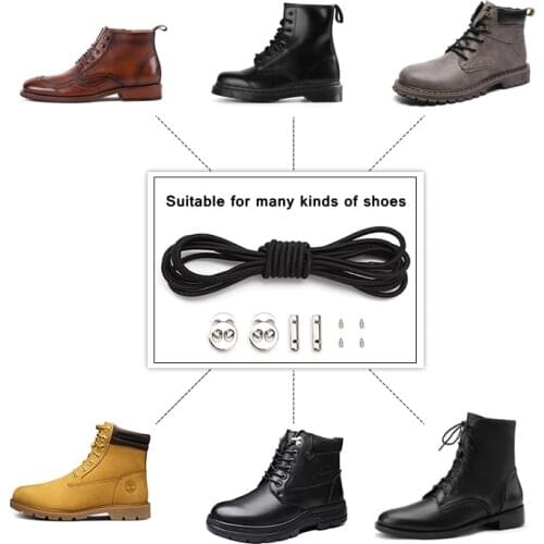 Metal Spring Buckle Shoelace Elastic Round No Tie Shoelaces Kids Adult Quick Lock Shoe Lace Sneakers Lazy Laces Strings 1Pair