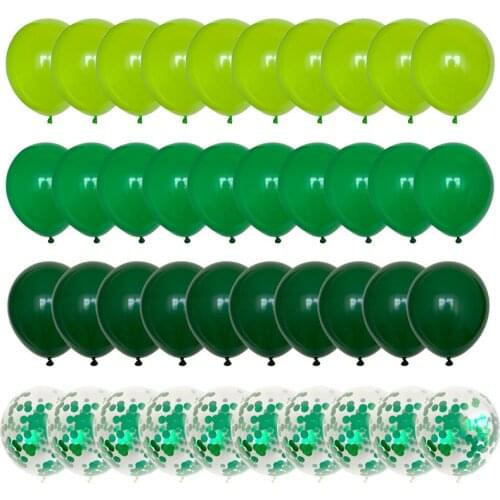 40pcs Green Balloons Set Metallic Confetti Balloon Jungle Safari Animal Birthday Party Decorations Kids Boy Baby Shower Favors