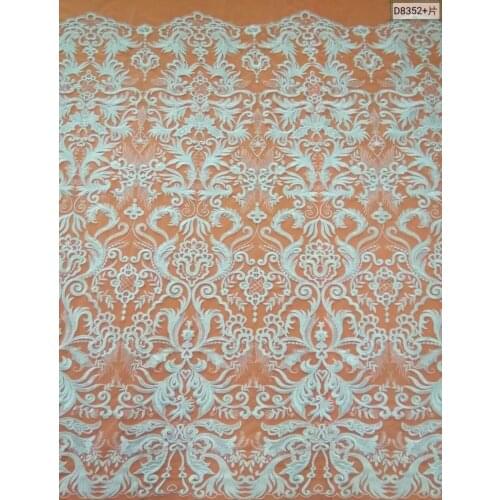 Wholesale Hot Sale Embroidery lace fabric appliques For Wedding Dress Lace Fabric 10 Yards/ lot