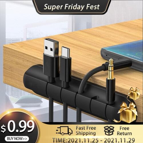 Cable Organizer Silicone USB Cable Winder Desktop Tidy Management Clips Cable Holder for Mouse Headphone Wire Organizer