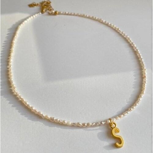 Irregular Natural Pearl Necklace Fashion Custom Letter Pendant Jewelry Send Friends Personalized Gift Simple Joker Choker 2021